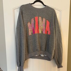 Gray MAMA Graphic Sweater